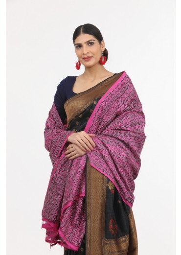 Pink Kantha work Dupatta