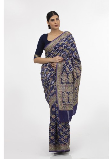Purple Bandhej Saree