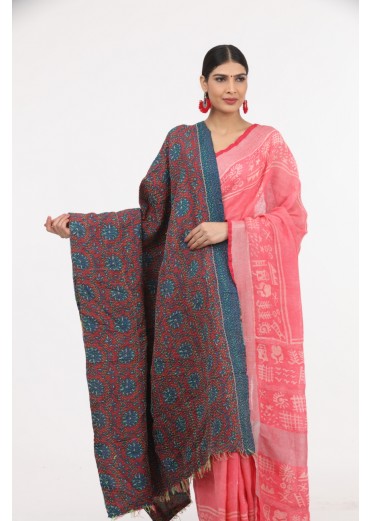 Peacock Kantha work Dupatta