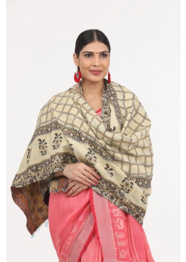 Off White Kantha Work Dupatta