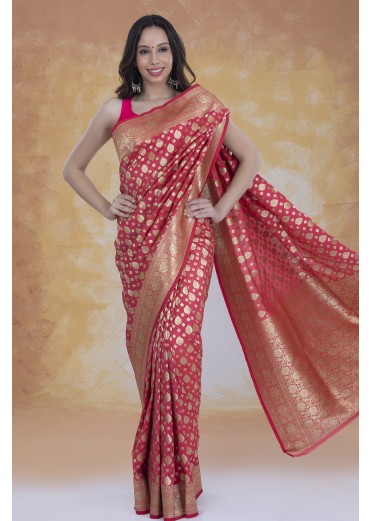 Pink Silk Mix Banarasi Saree	