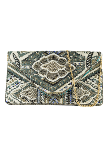 Gold Embroidered Handicraft Jute Clutch	